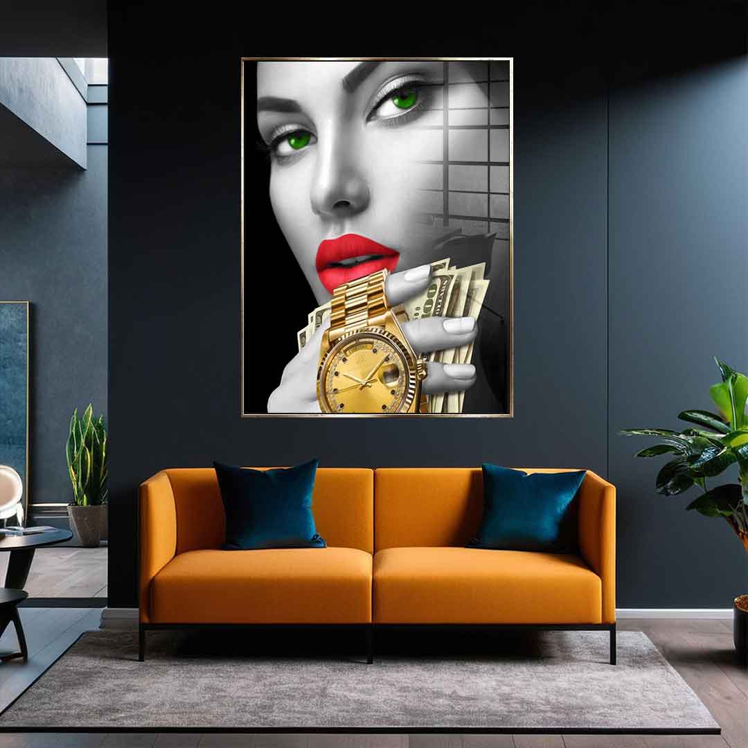 DOTCOMCANVAS 24K Feingold Bild CASINO GIRL - 24K Feingold