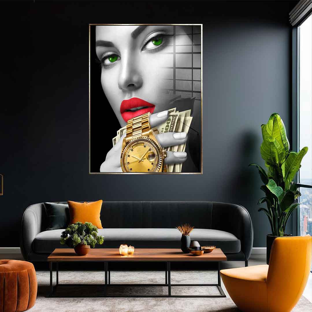 DOTCOMCANVAS 24K Feingold Bild CASINO GIRL - 24K Feingold