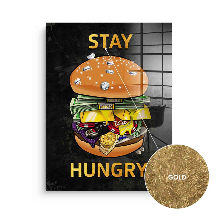 DOTCOMCANVAS 24K Feingold Bild Stay Hungry 1 - 24K Feingold