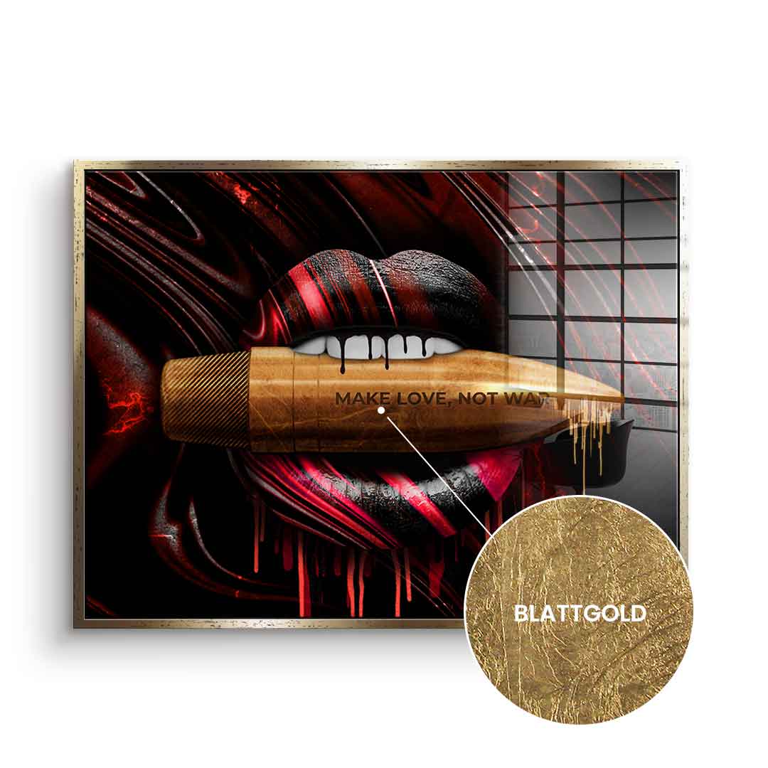 DOTCOMCANVAS 24K Feingold Bild MAKE LOVE NOT WAR - 24K Feingold