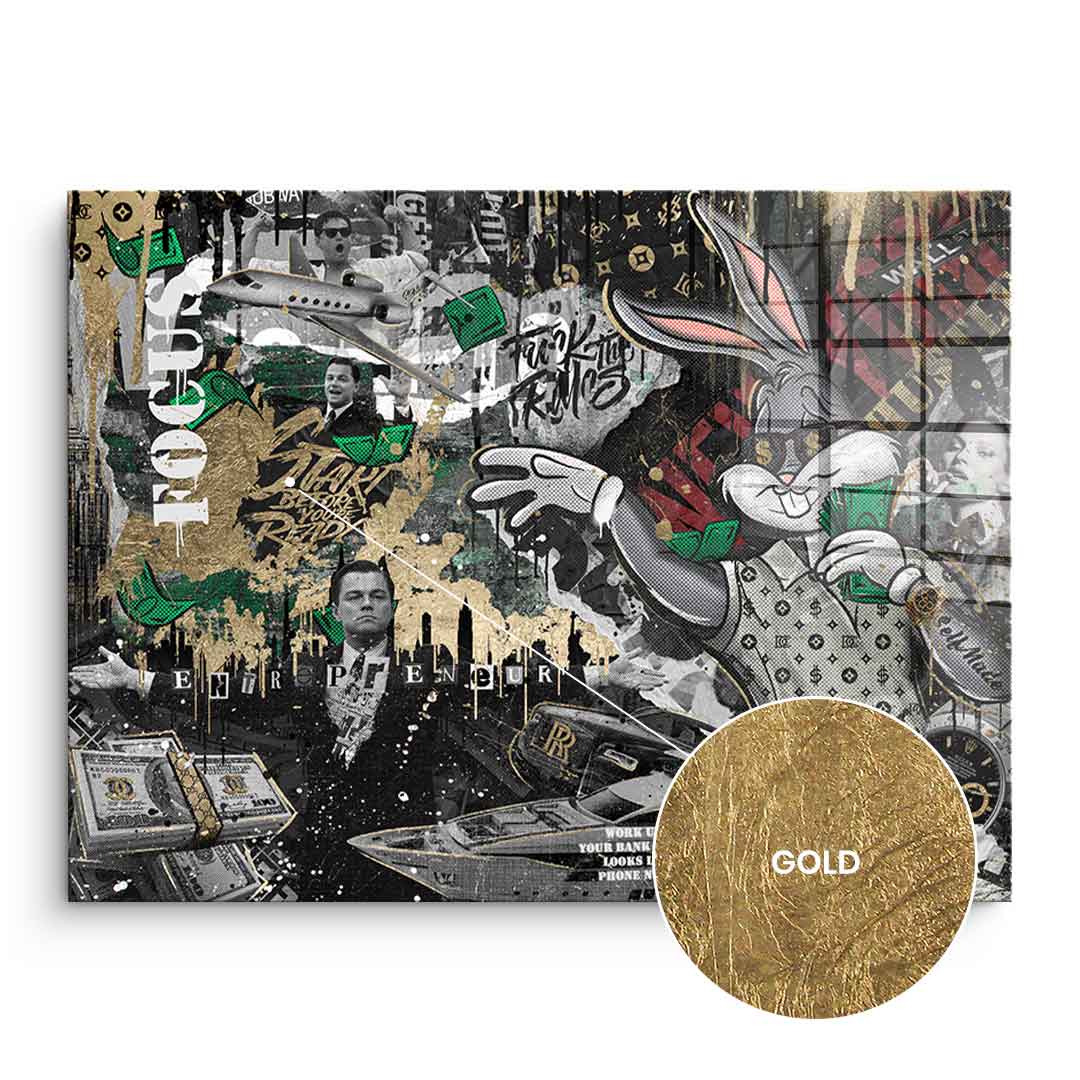 DOTCOMCANVAS 24K Feingold Bild Business Bunny - 24K Feingold | Limited