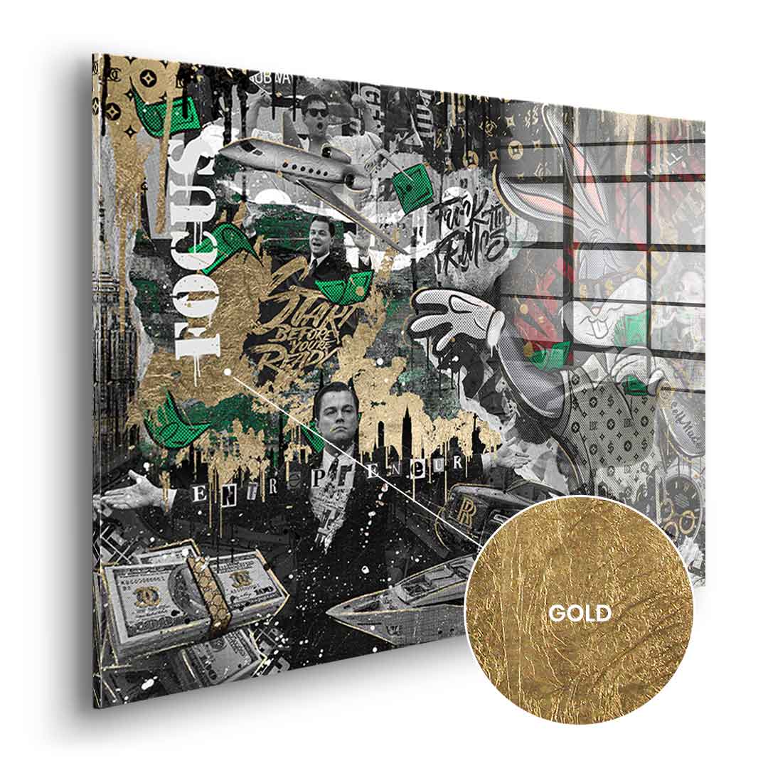 DOTCOMCANVAS 24K Feingold Bild Business Bunny - 24K Feingold | Limited