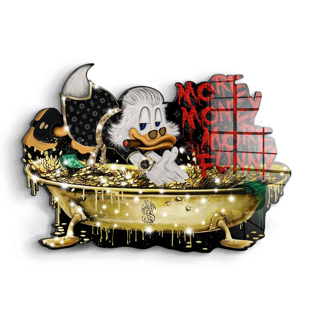 DOTCOMCANVAS 24K Feingold Bild Wandskulptur More Money Duck - 24K Feingold