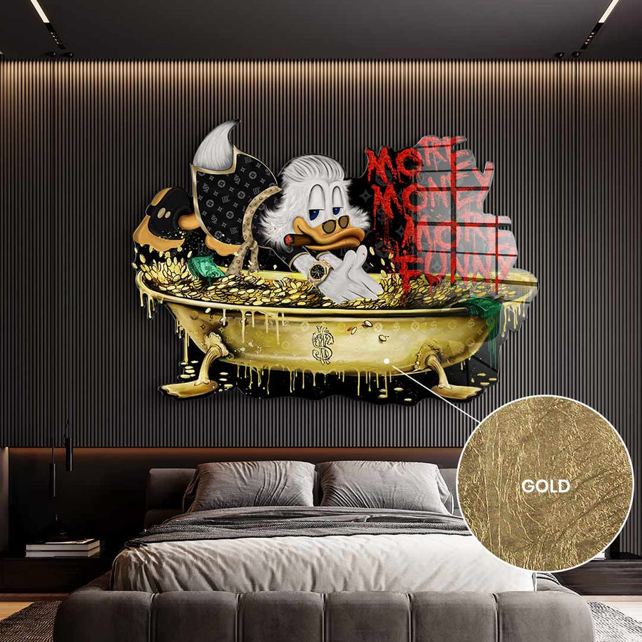 DOTCOMCANVAS 24K Feingold Bild Wandskulptur More Money Duck - 24K Feingold