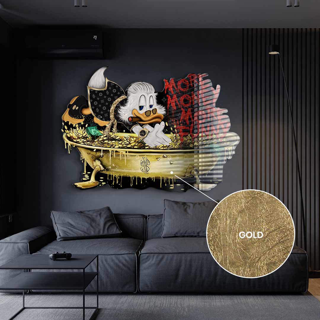 DOTCOMCANVAS 24K Feingold Bild Wandskulptur More Money Duck - 24K Feingold