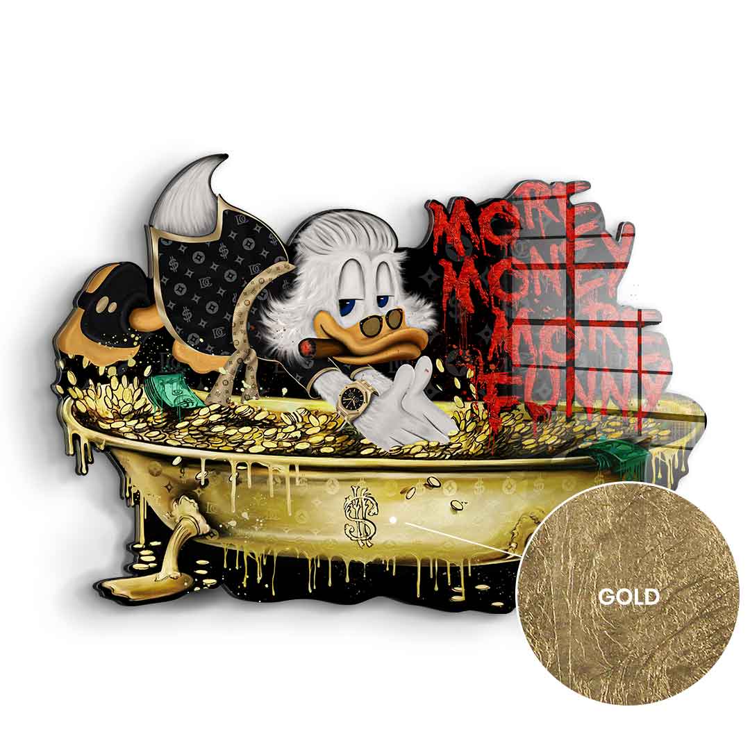 DOTCOMCANVAS 24K Feingold Bild Wandskulptur More Money Duck - 24K Feingold
