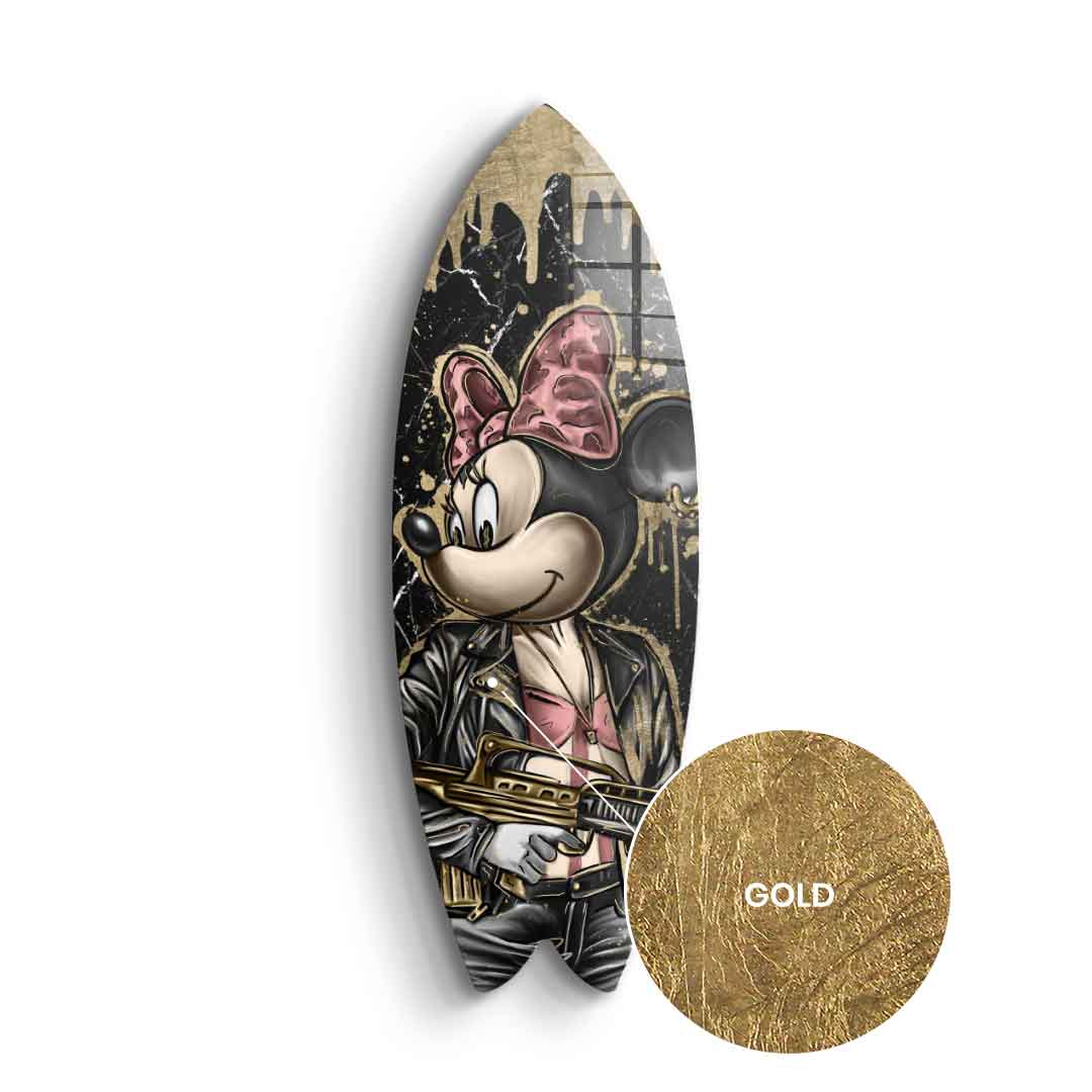 DOTCOMCANVAS 24K Feingold Bild Surfboard Gangster Queen - 24K Feingold
