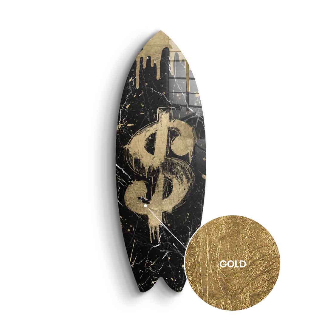 DOTCOMCANVAS 24K Feingold Bild Surfboard Gangster Sign - 24K Feingold