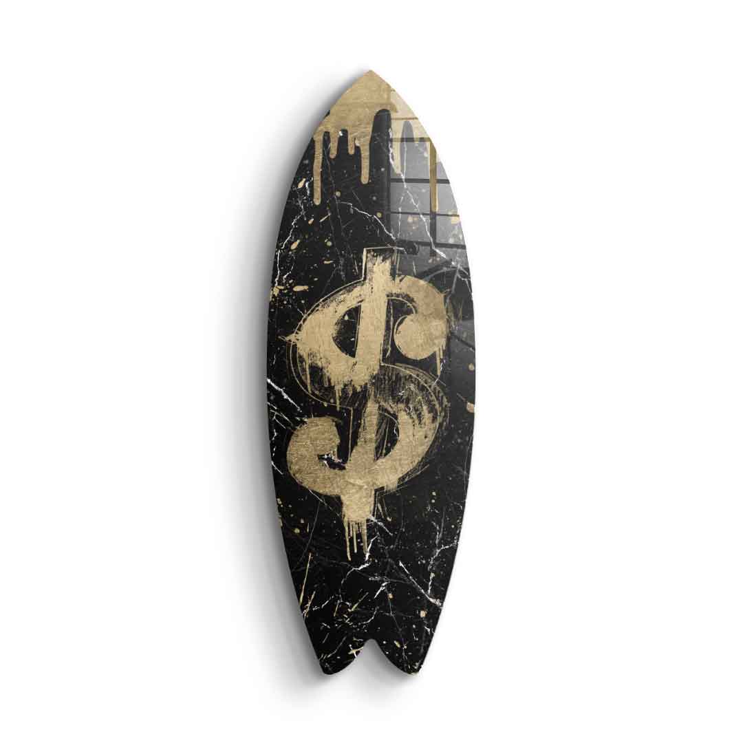 DOTCOMCANVAS 24K Feingold Bild Surfboard Gangster Sign - 24K Feingold