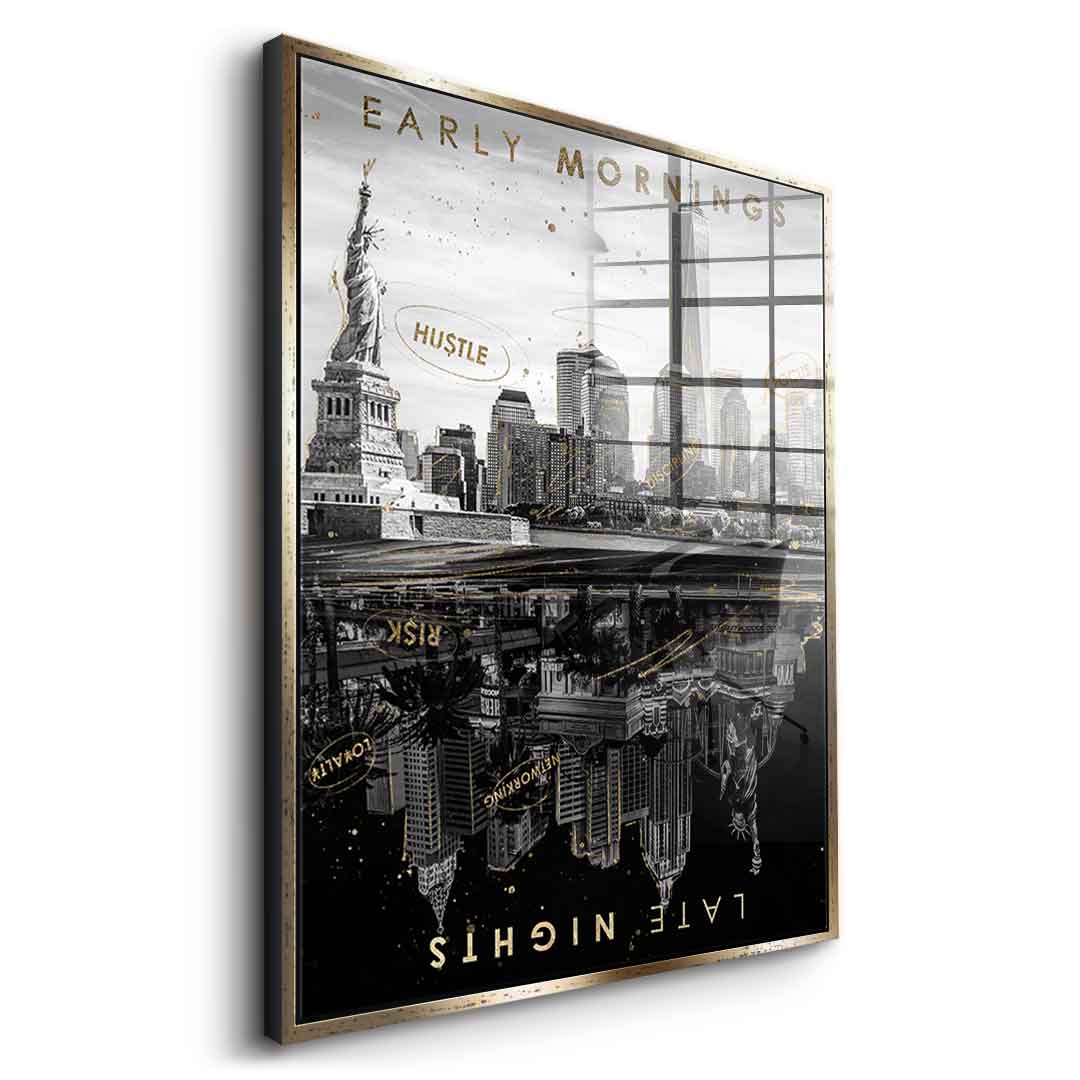 DOTCOMCANVAS 24K Feingold Bild Early Morning vs Late Night - 24K Feingold
