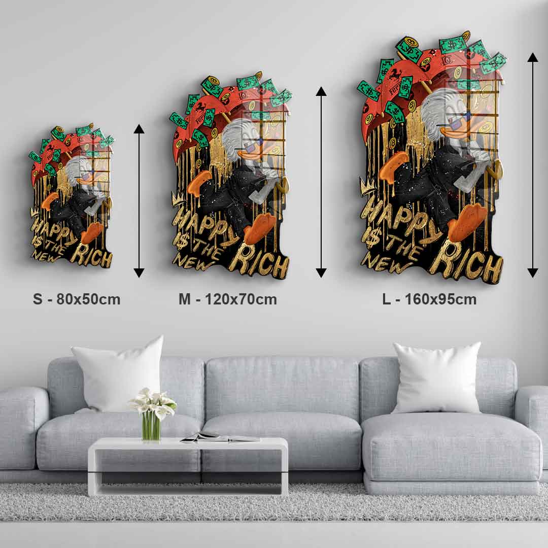 DOTCOMCANVAS 24K Feingold Bild Wandskulptur Happy is the new Rich - 24K Feingold