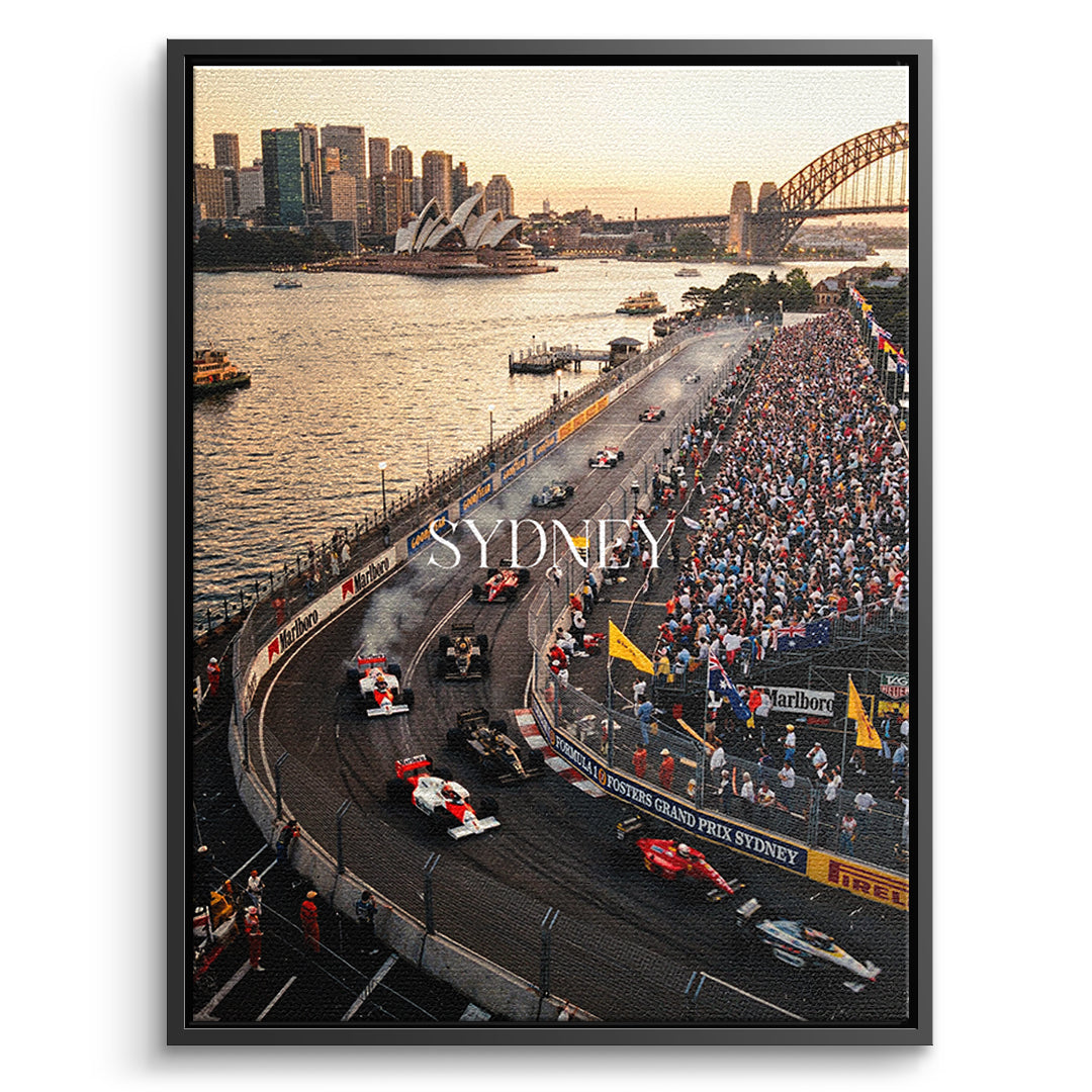 Sydney F1 Leinwandbild – Schwarzer Rahmen