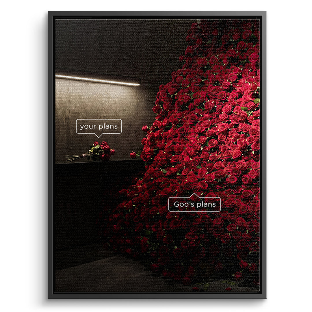 DOTCOMCANVAS Your Plans vs God's Plans Leinwandbild Vorderansicht schwarzer Rahmen