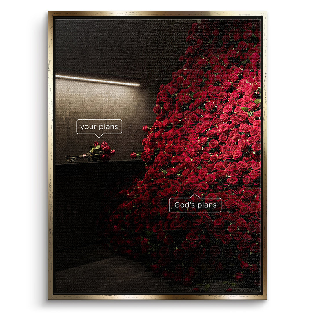 DOTCOMCANVAS Your Plans vs God's Plans Leinwandbild Vorderansicht goldener Rahmen