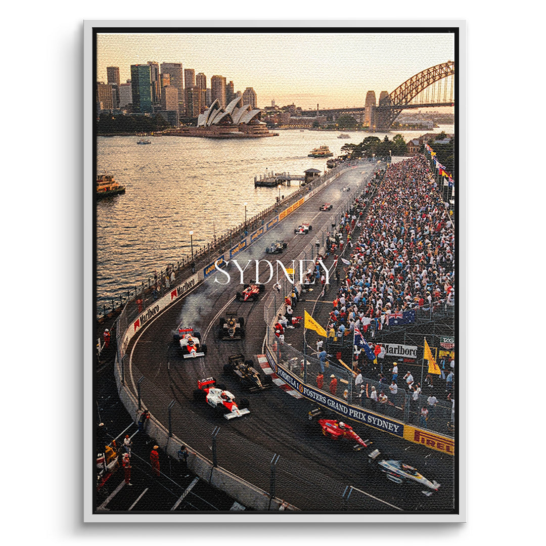 Sydney F1 Leinwandbild – Weißer Rahmen