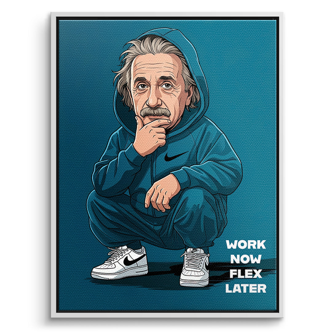 Einstein Swag Leinwandbild Weiß Rahmen