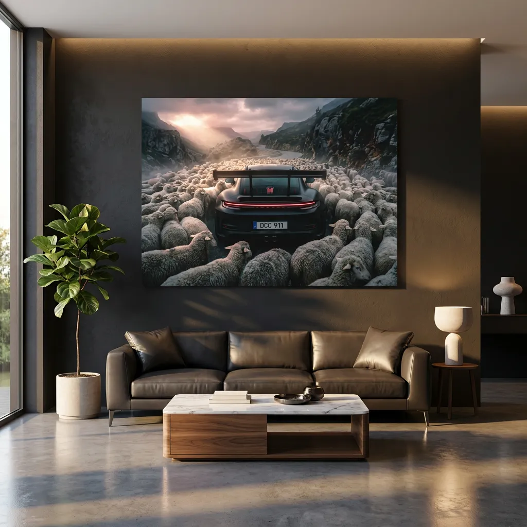 Porsche & Sheeps - Poster