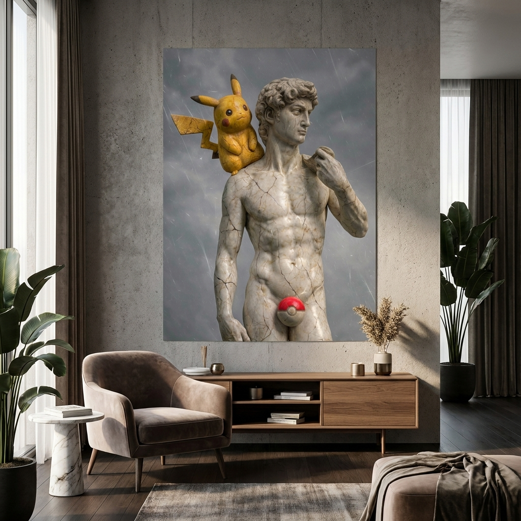 DOTCOMCANVAS Electro Mouse David Sculpture Poster Room