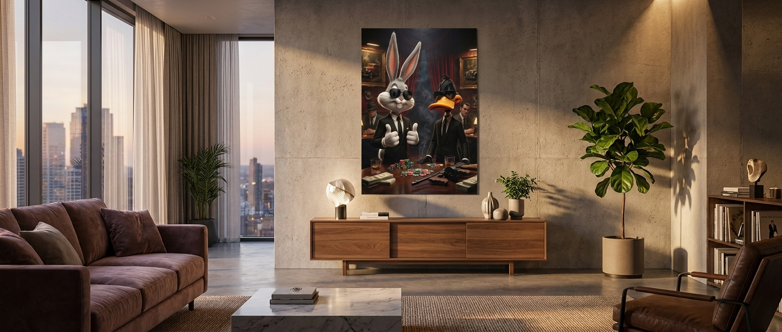 DOTCOMCANVAS Casino Bunny and Duck Poster Banner
