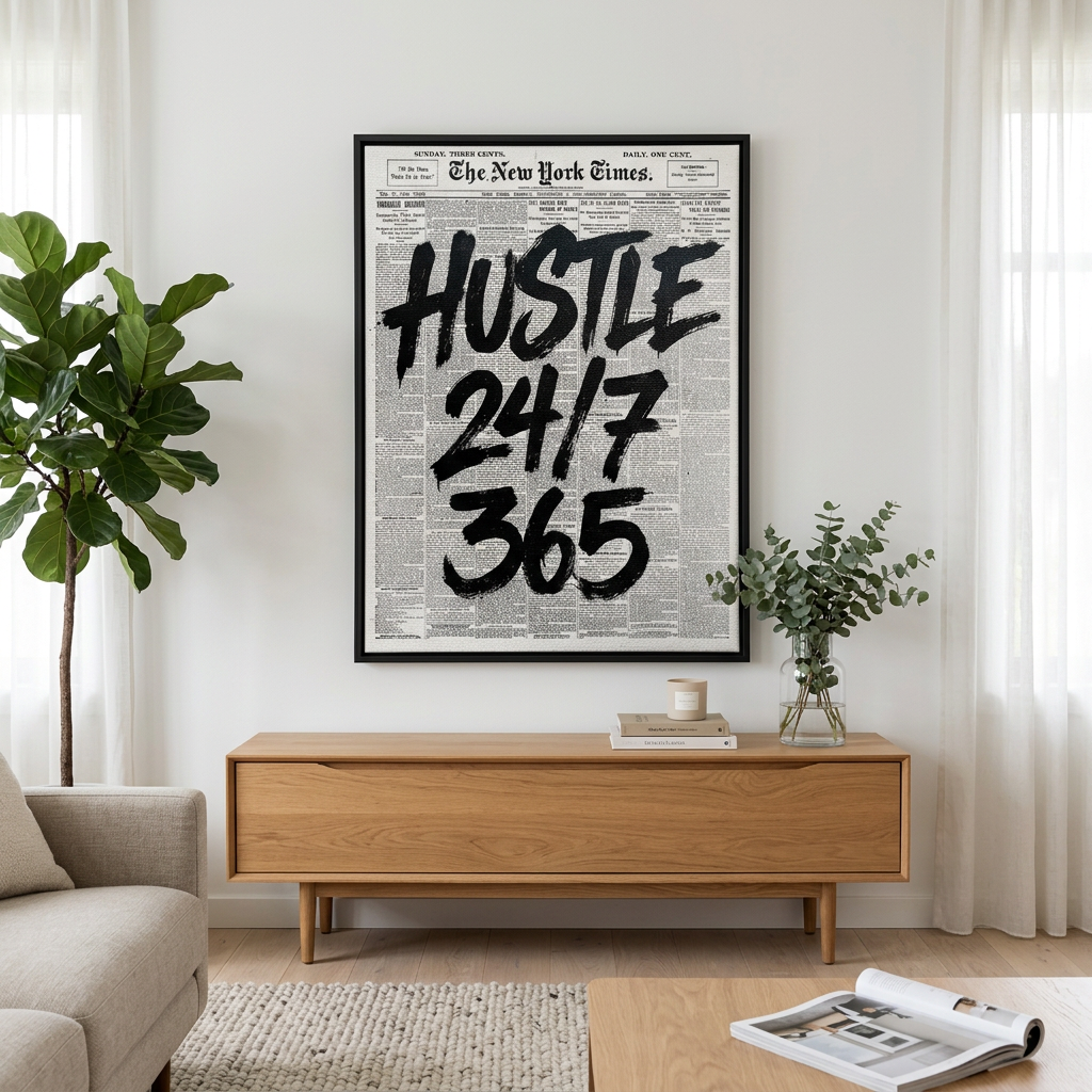 Hustle 24/7 Leinwandbild Room Mockup
