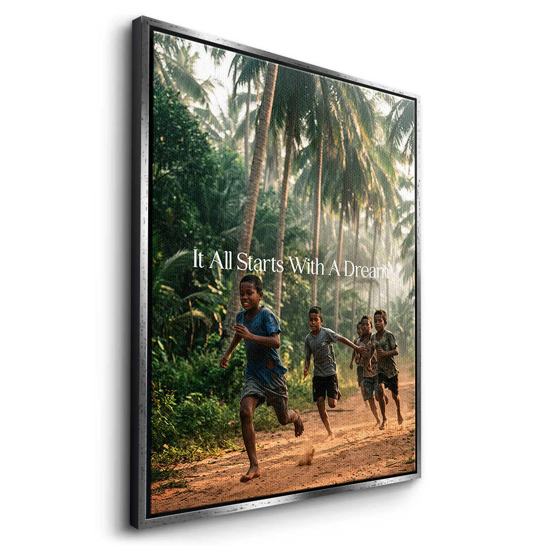 Dream Track&Field Leinwandbild Seitenansicht Silber