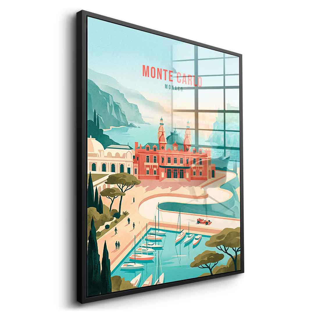 DOTCOMCANVAS Monte Carlo Acrylglasbild Seitenansicht schwarz
