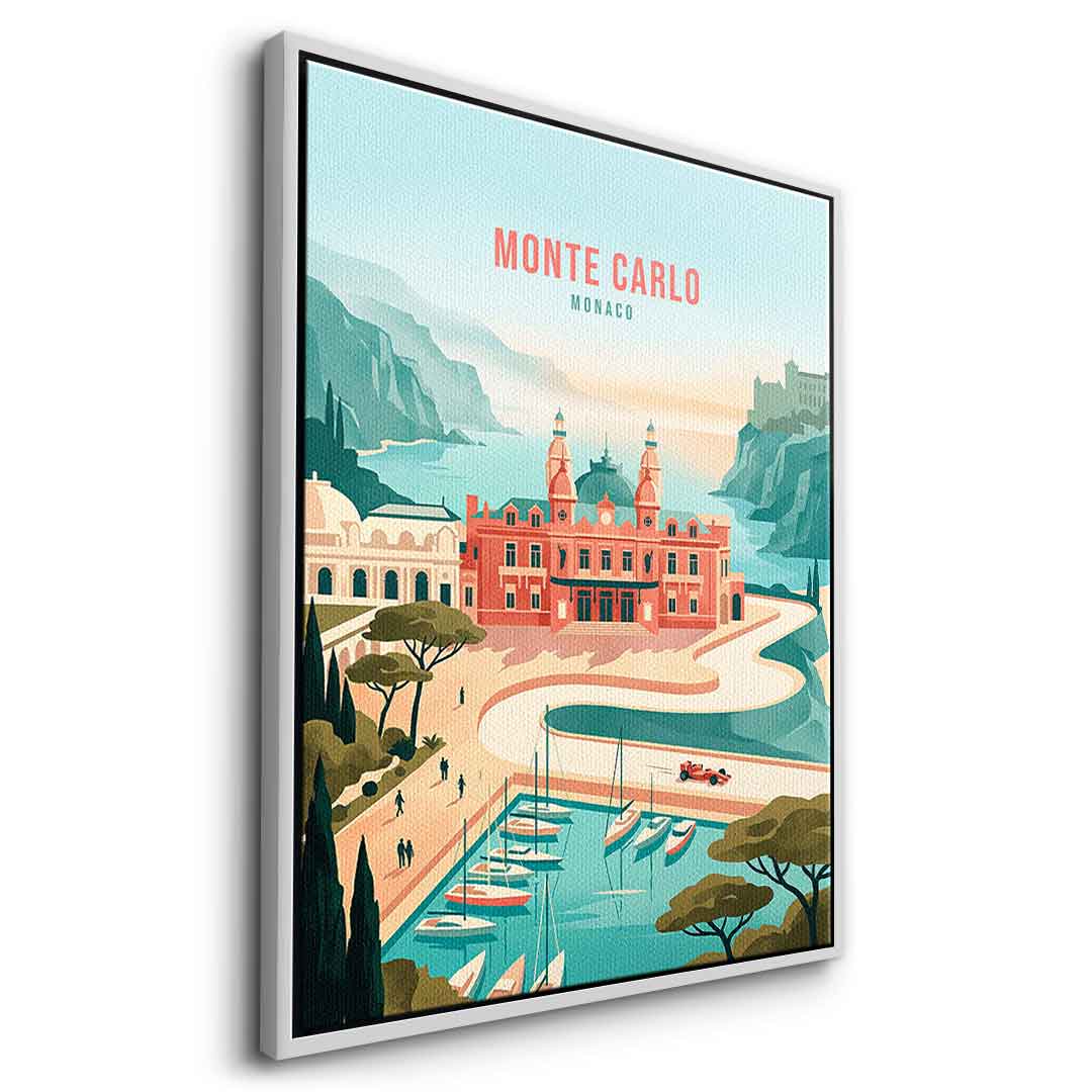 DOTCOMCANVAS Monte Carlo Leinwandbild Seitenansicht silber