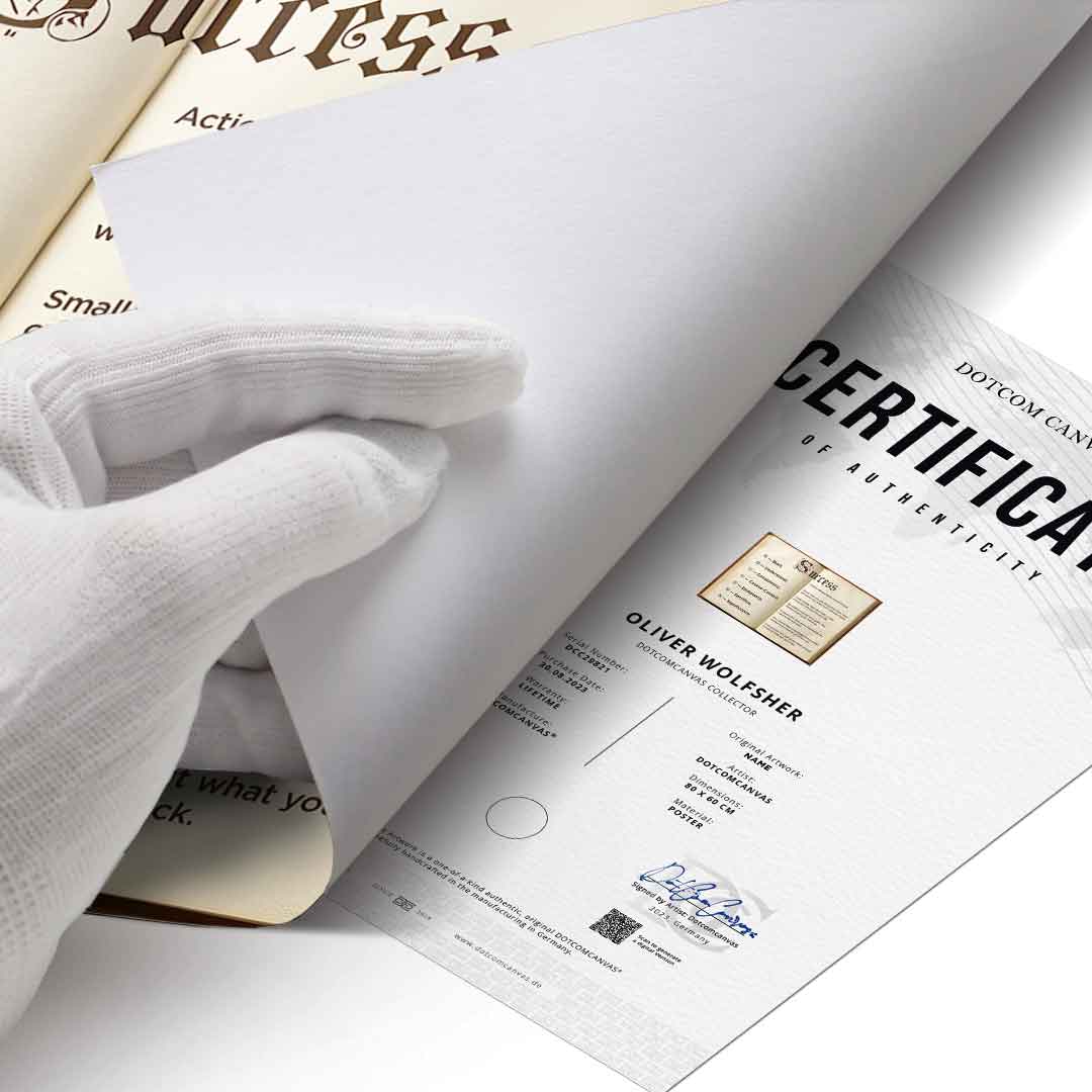 DOTCOMCANVAS® Success book Poster – Echtheitszertifikat