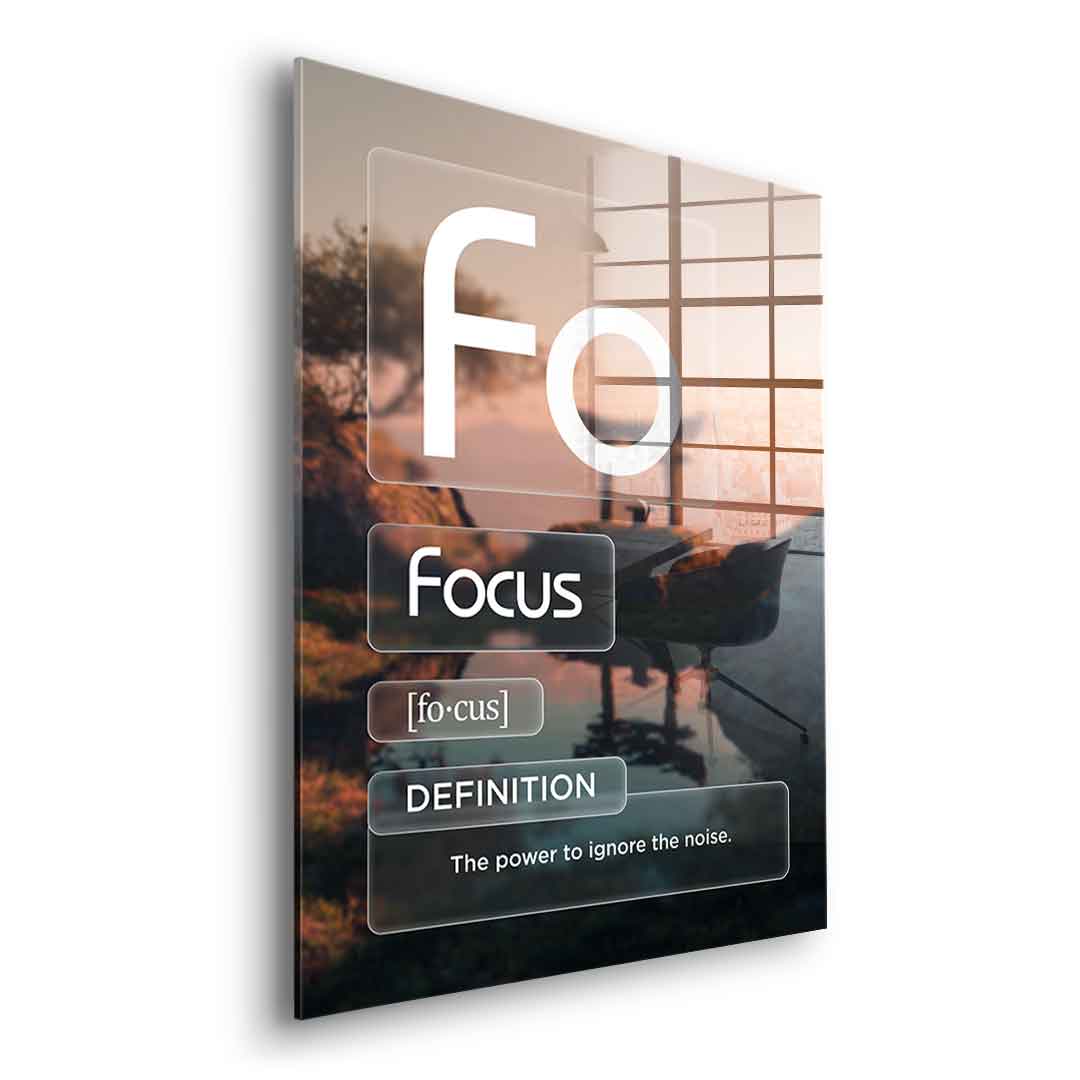 DOTCOMCANVAS® Focus (Fo) Acrylglasbild Version Farbig – Seitenansicht Silber