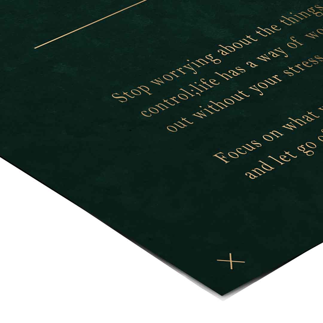 DOTCOMCANVAS Poster Don't Overthink it. Eckdetail – Druckqualität der goldenen Typografie