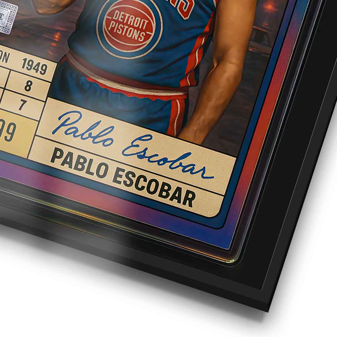 DOTCOMCANVAS Pablo Escobar Basketball Card Poster Pop Art Rahmen Detailansicht