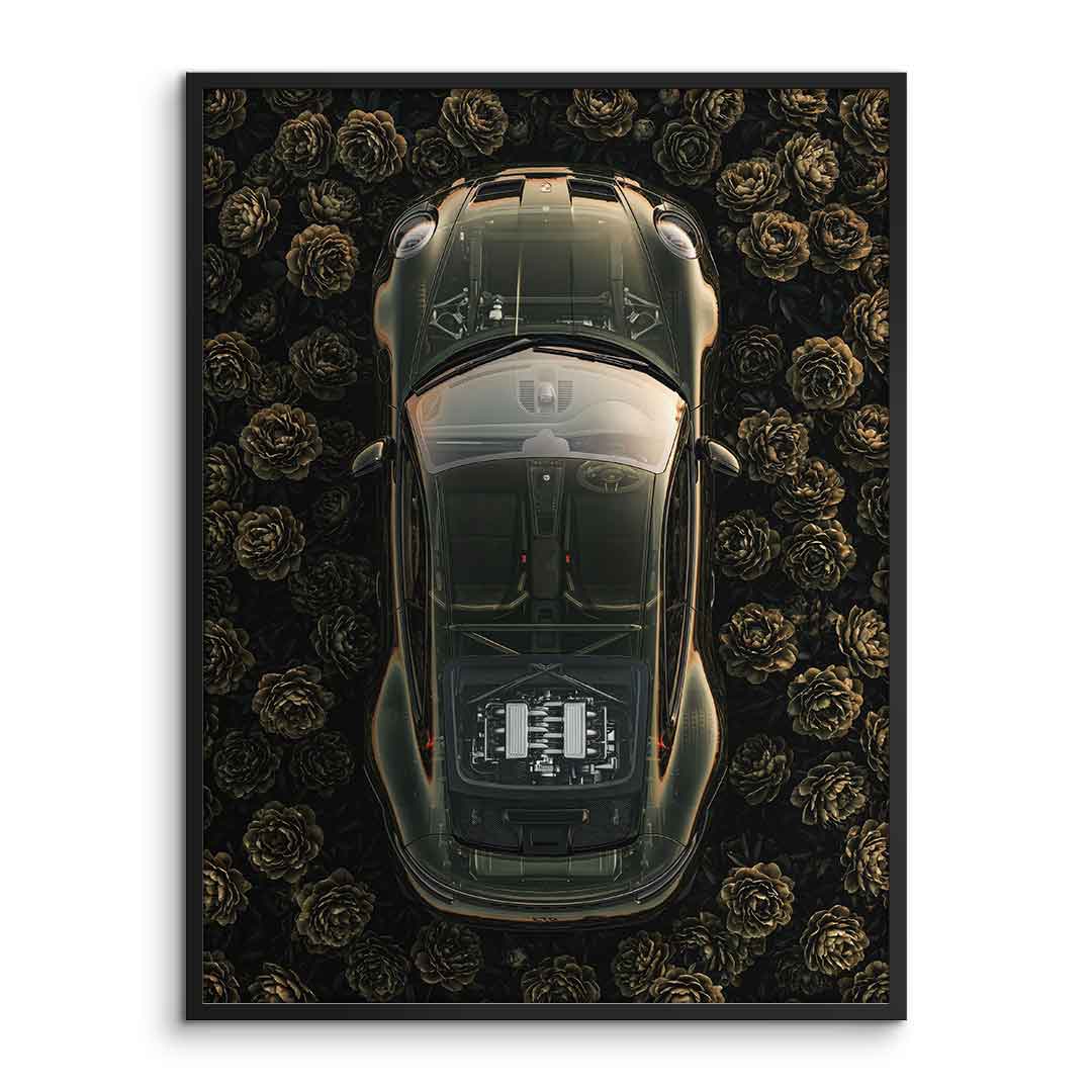 DOTCOMCANVAS® Porsche in flowers Poster – Frame-Ansicht