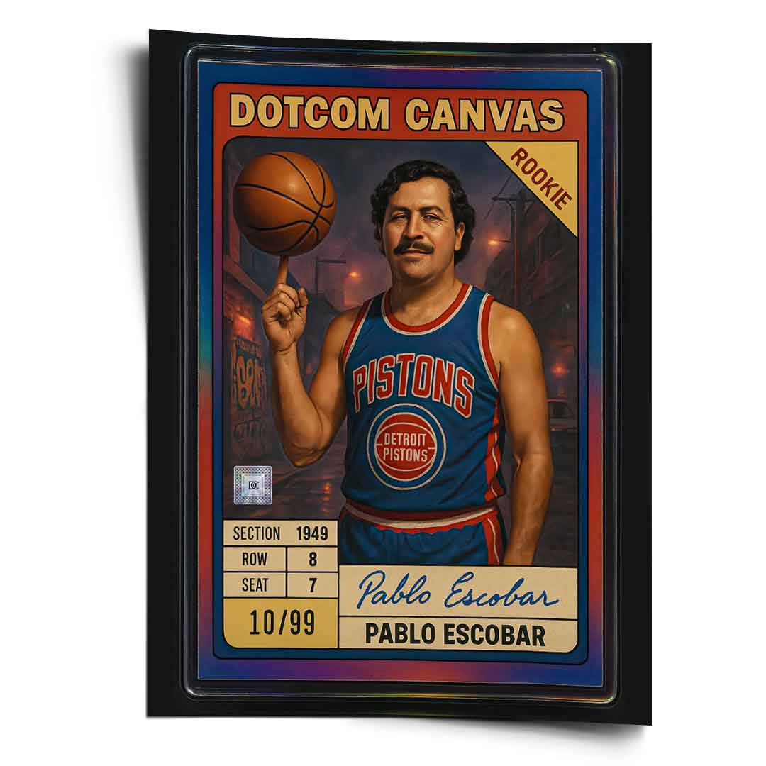 DOTCOMCANVAS Pablo Escobar Basketball Card Poster Pop Art Frontansicht