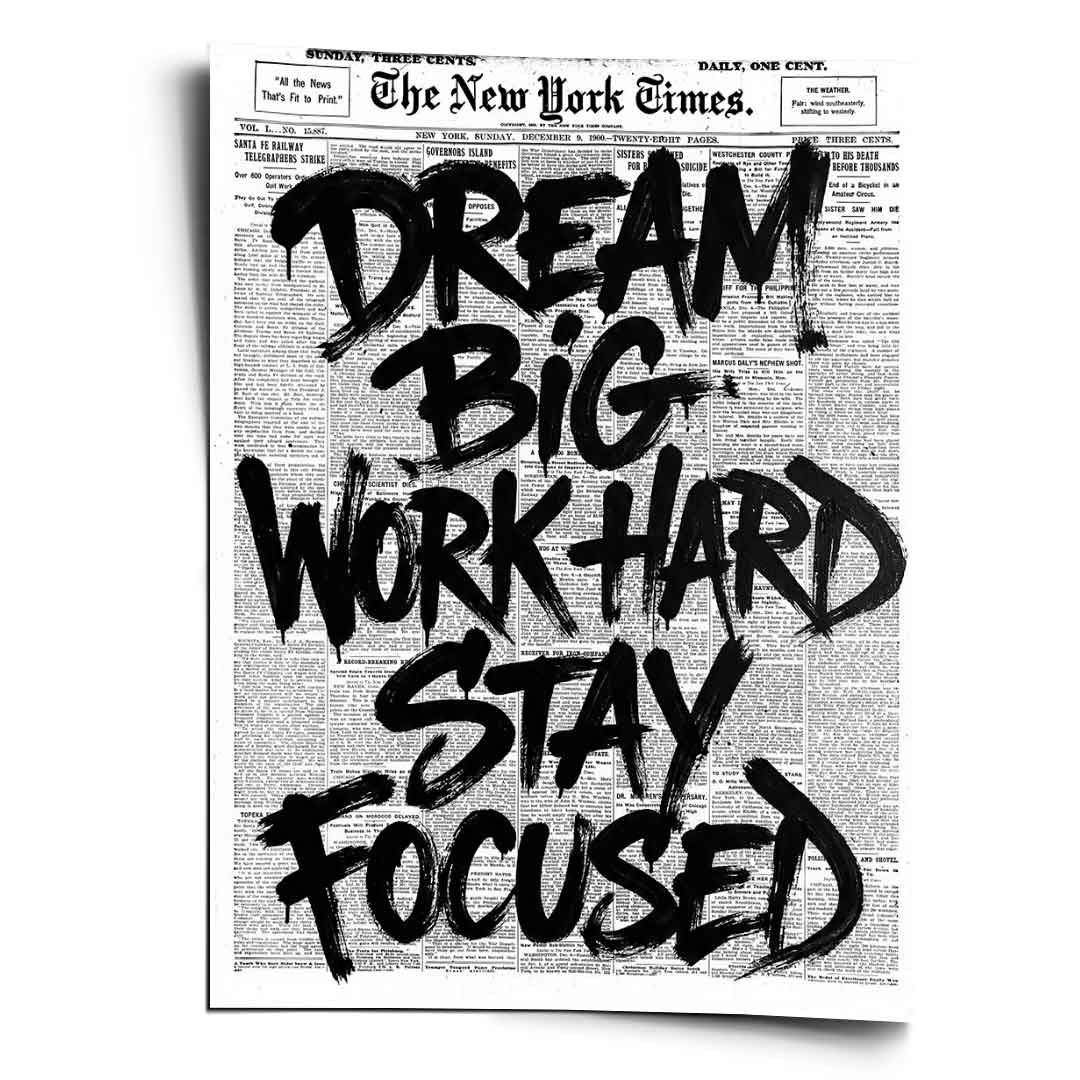 DOTCOMCANVAS Dream big work hard stay focused Poster Vorderansicht