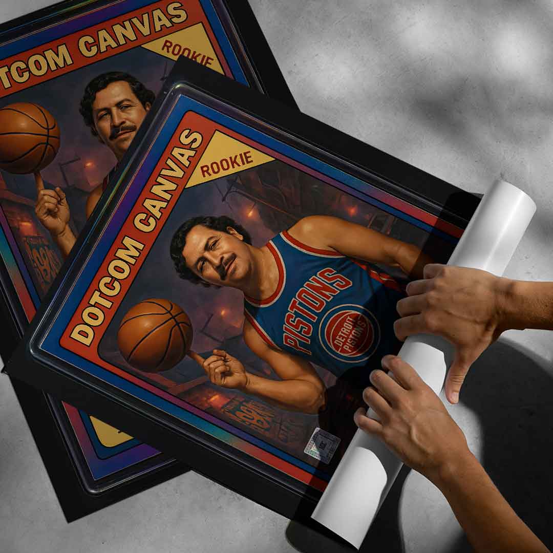 DOTCOMCANVAS Pablo Escobar Basketball Card Poster Pop Art Roll-up Aufsteller