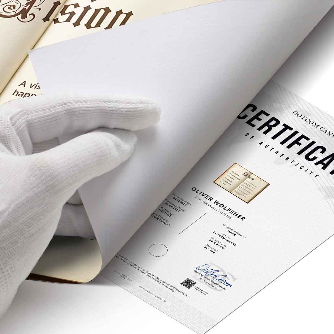 DOTCOMCANVAS® Vision Book Poster – Echtheitszertifikat