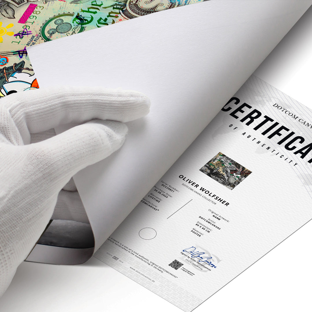 DOTCOMCANVAS TRUST NO ONE Poster Echtheitszertifikat