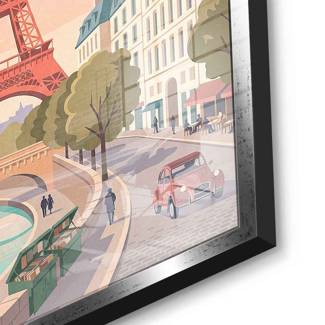 DOTCOMCANVAS Paris Acrylglasbild Vorderansicht mit silbernem Rahmen