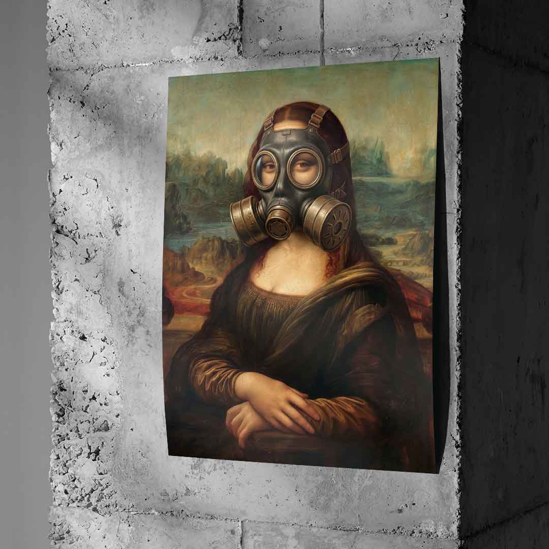 DOTCOMCANVAS Mona Lisa fürs WC 3 Poster - Beton-Wand