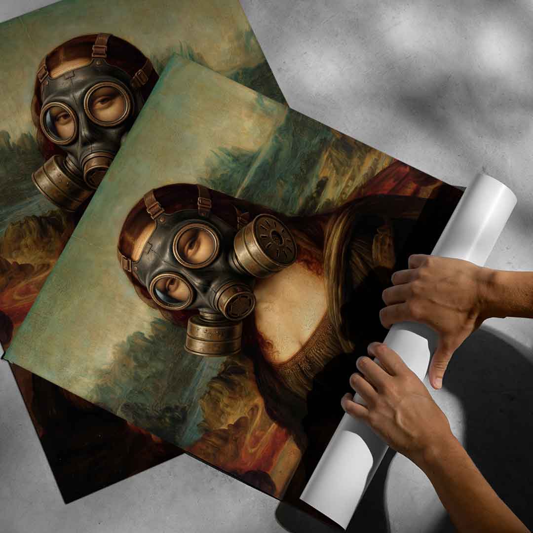 DOTCOMCANVAS Mona Lisa fürs WC 3 Poster - Roll-up