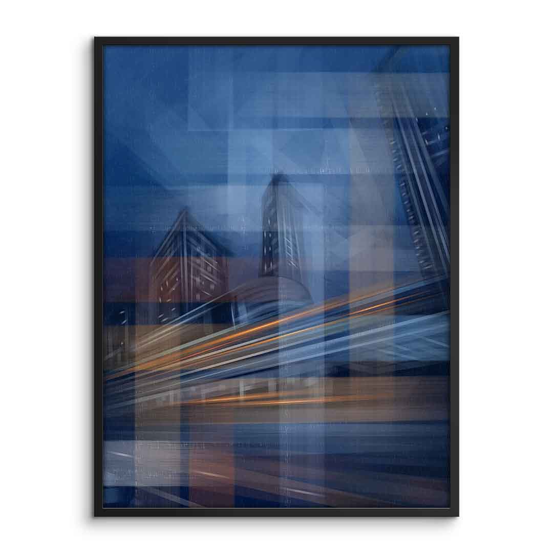 Moving City Glass - Poster Rahmen Front