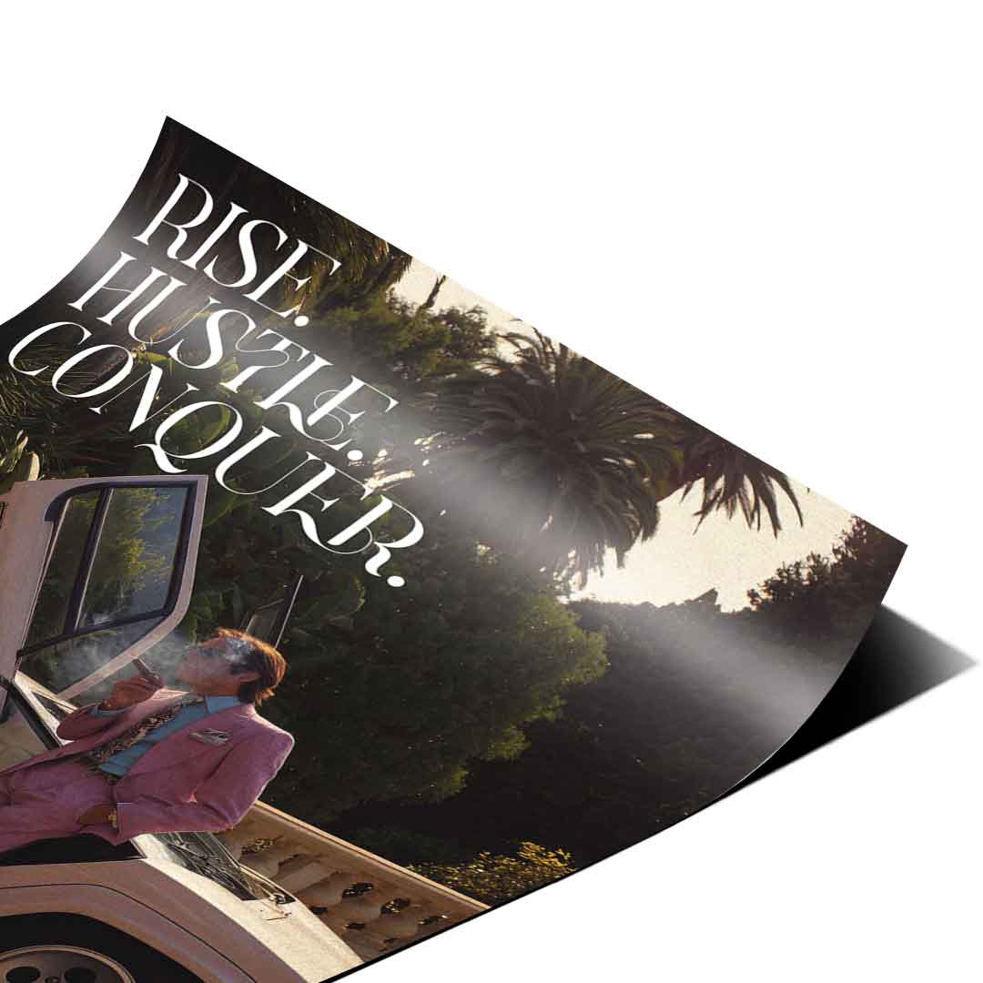 DOTCOMCANVAS Rise. Hustle. Conquer. Poster Eck-Detail Nahaufnahme