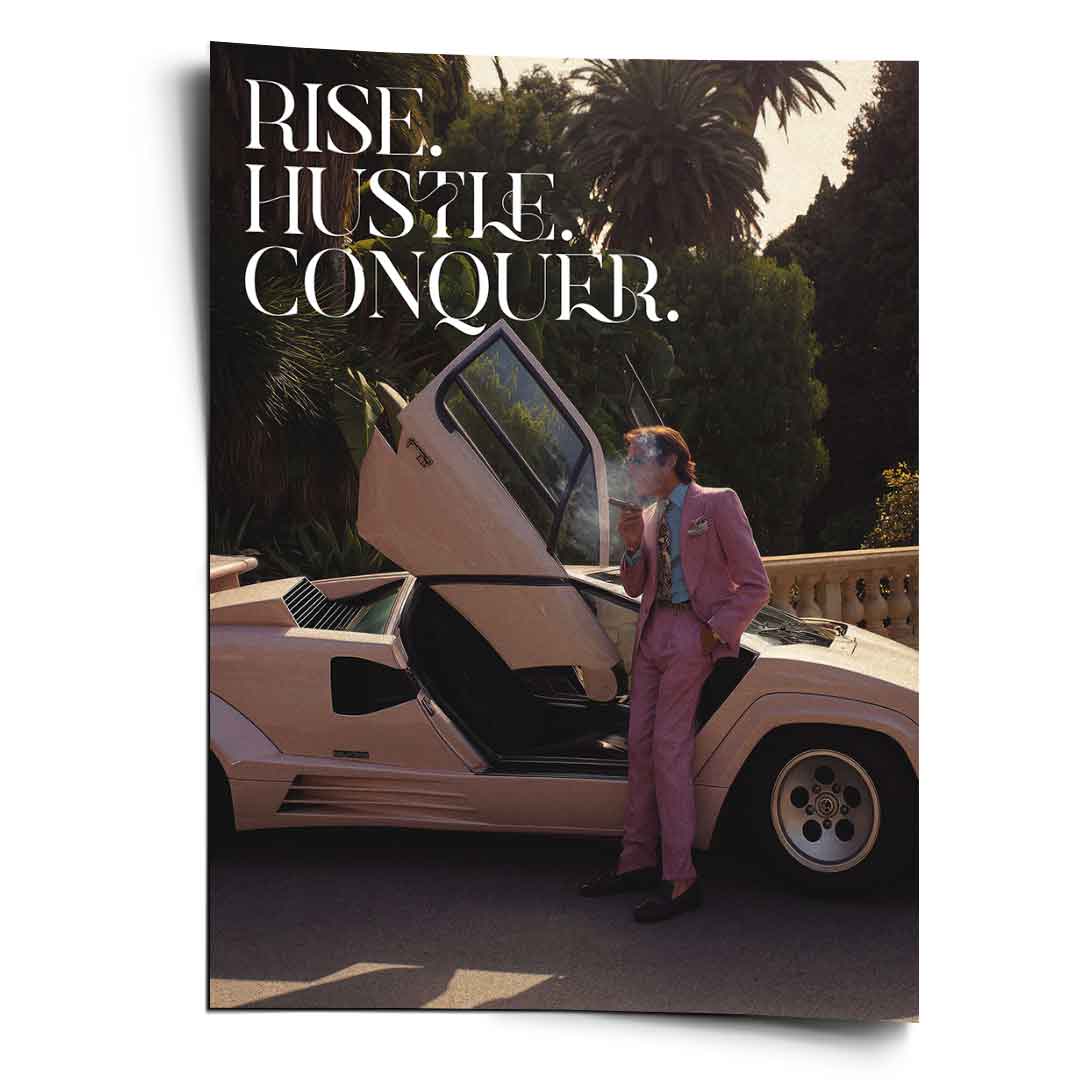 DOTCOMCANVAS Rise. Hustle. Conquer. Poster Vorderansicht