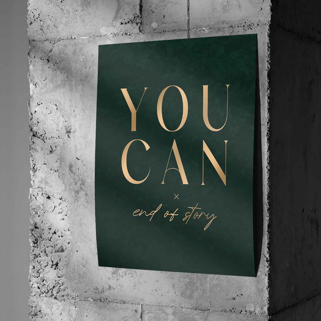 YOU CAN Poster an Betonwand – Wohnambiente