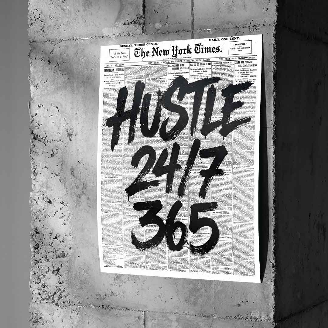 DOTCOMCANVAS Hustle 24/7 Poster Betonwand
