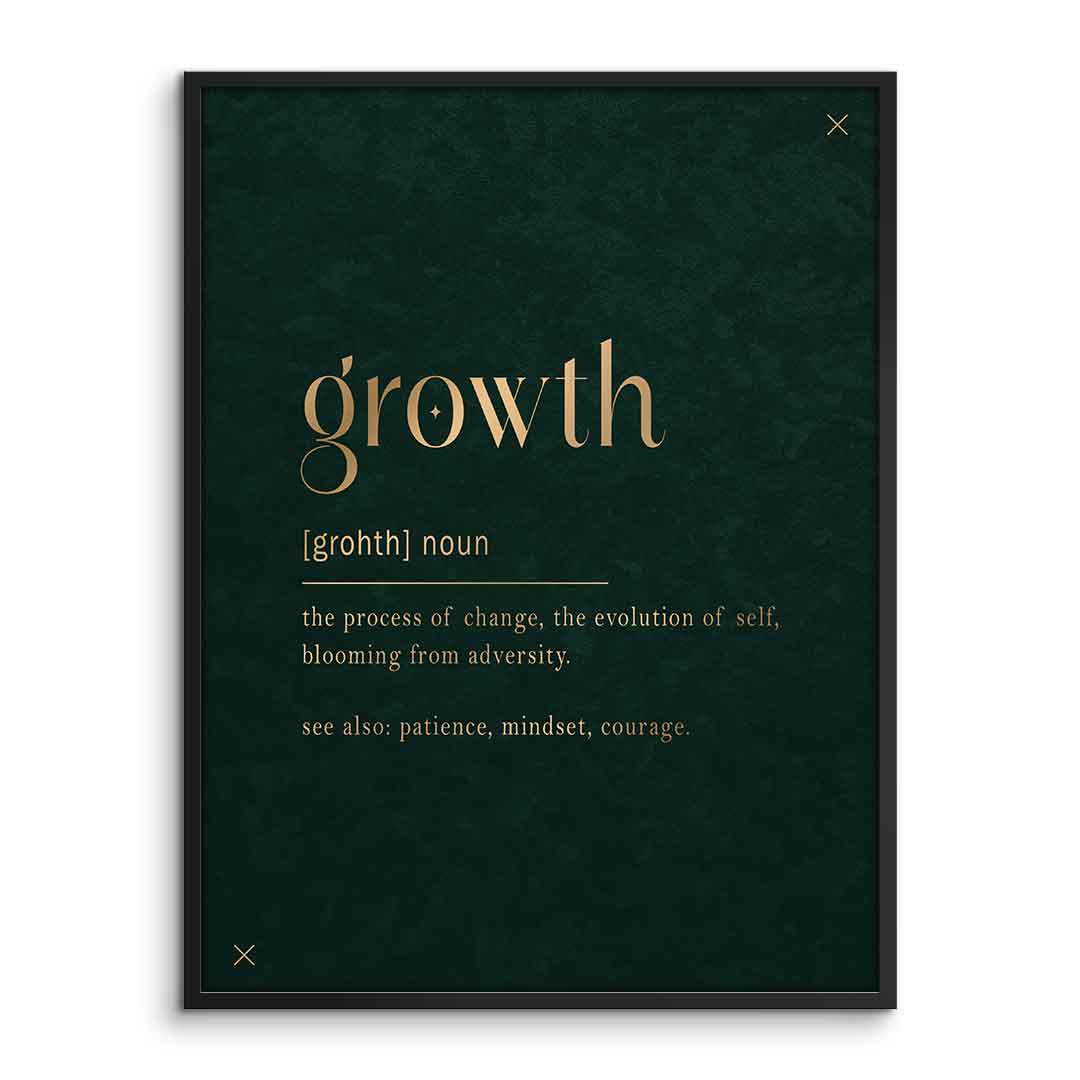 DOTCOMCANVAS Growth Poster im Rahmen Frontansicht - Typografie Motiv growth