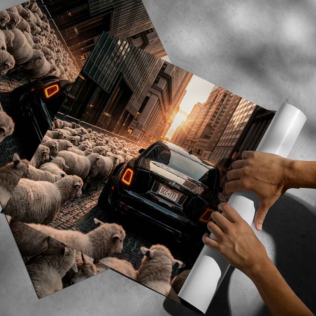 DOTCOMCANVAS Rolls Roys & Sheeps Poster Roll-up