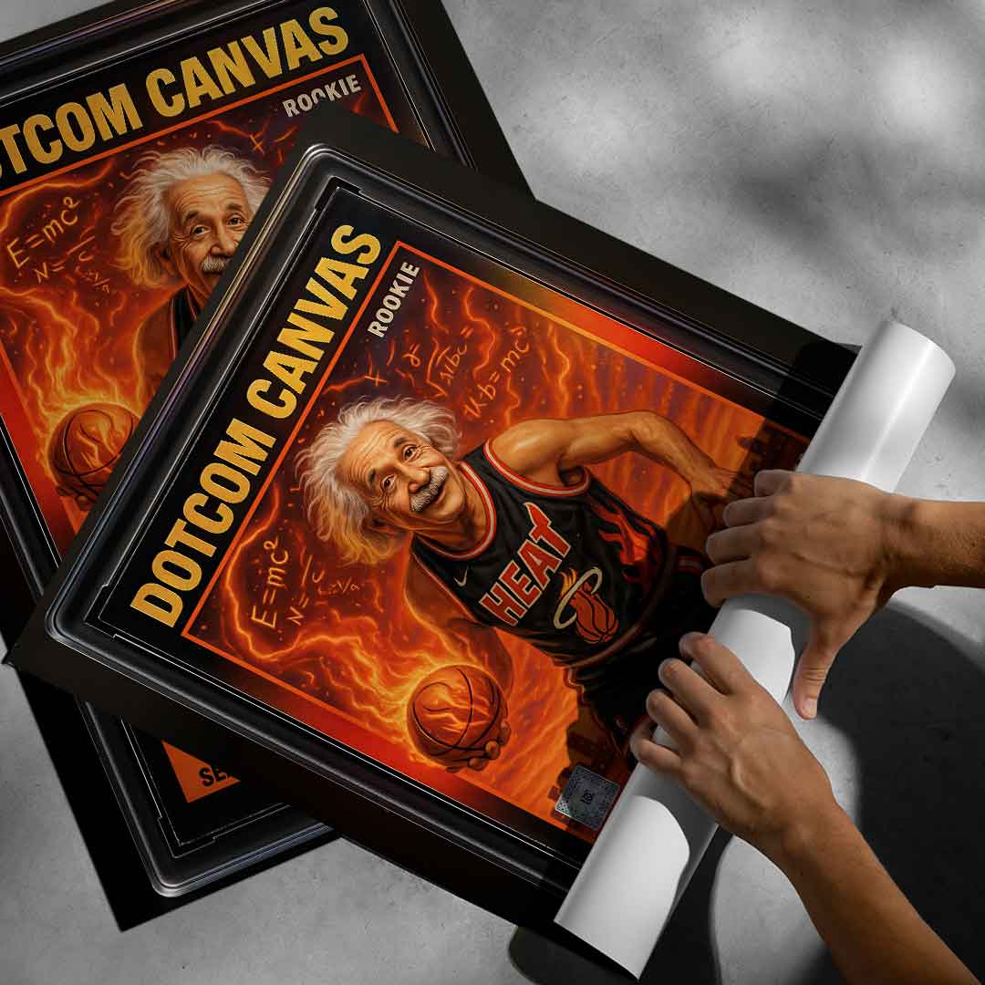DOTCOMCANVAS Albert Einstein Basketball Card Pop Art Wandbild Poster aufgerollt Ansicht