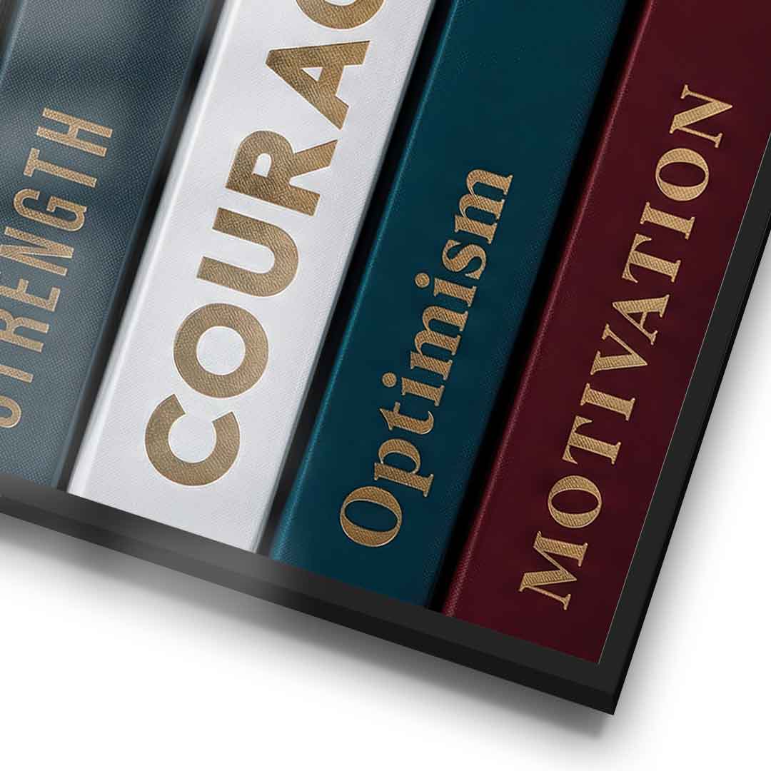 DOTCOMCANVAS Motivational Books Poster Detail mit Rahmen