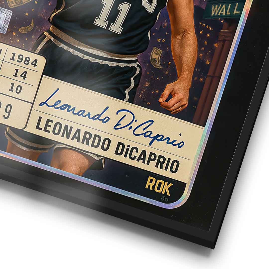 DOTCOMCANVAS Leo Dicaprio Basketball Card Poster Detail Rahmen